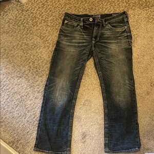 Salvage Blue Bootcut Jeans with Vintage Distressing